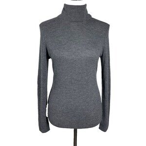 Banana Republic Turtleneck Sweater Womens L Gray Ribbed Cashmere Feather Weight